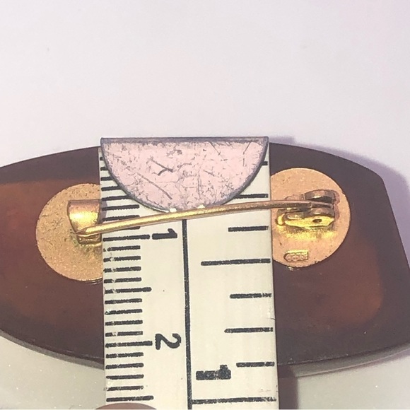 VTG 1970s Klaningrad Amber Factory Real Amber Stone Brooch 1.9” x .9” Stamped - Picture 7 of 7